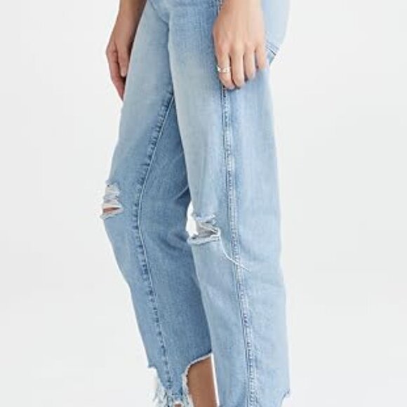 7 For All Mankind High Waist Cropped Straight Jeans in Blue Breeze, … - Picture 3 of 13
